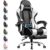 GTPLAYER Gaming Chair, Massage with Footrest, Headrest and Lumbar Support Height Adjustable Ergonomic 360 White