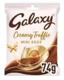 Galaxy Milk Chocolate Truffles Mini Eggs Bag 74g/ M&Ms Crispy Milk Mini Egg 72g/ Cadbury Dairy Milk 77g – 95p/ Daim Mini 77g – £1 – More