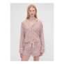Gap X Summer Fridays Brown Striped Flannel Long Sleeve Pyjama Top
