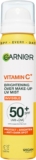 Garnier Vitamin C Brightening Over Make-Up UV Mist, Invisible Protection with SPF50 and Vitamin C. Protects, Brightens and Fights Appearance of Dark Spots, Cruelty free, Vegan – 75ML