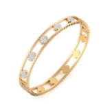 Gaueiour Gold Stainless Steel Zircon Leaf Bracelet Jewelry