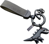 Genuine Leather Car Keychain for Men and Women, Car Accessories Family Present with 3 Keyrings 1 Screwdriver and Cartoon Pendant for Car, SUV, Auto(blackblackbuckle)