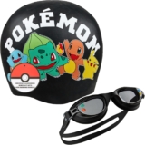 Get Trend Swimming Goggles and Swimming Cap for Kids Teenagers Anti Fog UV Protection Adjustable Strap Swim Accessories for Pool Beach Holiday