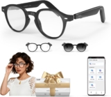 GetD AI Bluetooth Glasses, Smart Audio Eyeglasses & Open-Ear Earbuds & AI Assistant Powered by ChatGPT, AI Translation, Meeting Memos 3 in 1 for Men & Women