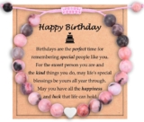 Gifts for Teen Girls Sweet Heart Charm Natural Pink Stone Bracelet Adjustable for Best Friend Bestie Daughter Sister Friendship Christmas Birthday Graduation Gift