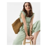 Gingham Print Frill Jumpsuit Green