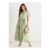 Gini London Sage Green Stripe Wrap Belted Viscose Midi Dress