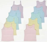 Girls 5 pack vests – Pastel Bow Front Cami Vests 2-12 yrs / Pastel Bow Front Vests – sizes 1.5-8 yrs – free click and collect