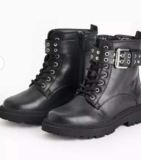 Girls Black Lace Up Biker Boots (Size 3) – Free C&C