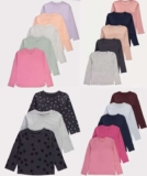 Girls Charcoal Print Long Sleeve Tops 3 Pk 1-6 yrs / Ribbed Lettuce Edge 5Pk 1-5 yrs £4 / Plain 5pk £5 1-13 yrs / Bright 5pk £5 – free C&C