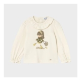 Girls Frill Neck Printed Top