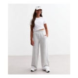 Girls Grey Wide Leg Joggers