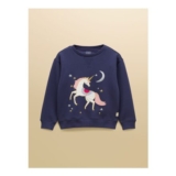 Girls Mackenzie Navy Horse Sweatshirt with Faux Fur Lining (Ages 2 and 3 Only)