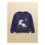 Girls Mackenzie Navy Horse Sweatshirt with Faux Fur Lining (Ages 2 and 3 Only)