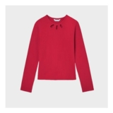 Girls Red Cutout Ribbed Top