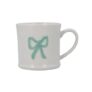 Gisela Graham Mini Mug, Embossed Green Bow, White Stoneware, 200ml