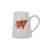 Gisela Graham Mini Serving Jug, Embossed Highland Cow, Stoneware, 100ml