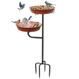 Giyiprpi Freestanding Bird Bath & Feeder Bowl for Gardens with Metal Stake Base