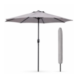 GlamHaus 2.7m Garden Parasol with Crank, UV40, Cover