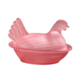 Glass Hen on Nest Candy Dish with Lid