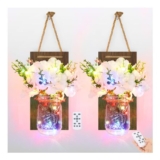 Glighone Mason Jar Wall Lights with RGB LEDs, Remote, 2-Pack