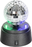 Global Gizmos 45839 Mini Disco Ball/Light-Up Mirror Ball/Efficient LED Lights / 3-Inch Diameter/Perfect for Tabletops, Kids Parties & More, Silver