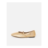 Gold Metallic Square Toe Ballet Flats