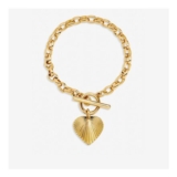 Gold Plated Diamond Cut Heart T-Bar