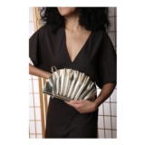 Gold Wheres That from Mist Metallic Shell Clutch Bag