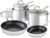 Good Food in Partnership with Tower Tri-Ply 5 Piece Cookware Set with 16cm, 18cm & 20cm Saucepans with Tempered Glass Lids, 20cm & 28cm Frying Pans, Induction Compatible, Stainless Steel