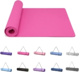 Good Nite Yoga Mat Exercise Mats Workout Pilates Fitness Mat for Women Men Non-Slip Thick 6mm High Density Gymnastics Mats with Carry Strap Tpe 183 x 61 x 0.6cm