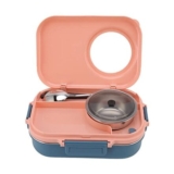 Goshyda Bento Lunch Box 1100ml, 3-Grid Stainless Steel Pink