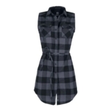 Gracey Sleeveless Long Shirt Top Black-Grey by Brandit