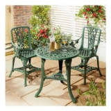 Green 3-Piece Bistro Set with Cut-out Rose Design