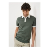 Green Colour Block Knitted Polo Shirt