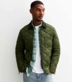 Green Regular Fit Corduroy Collar Quilted Jacket ( XS-2XL ) – Free C&C