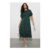 Green Spot Shirred Cuff Midi Dress