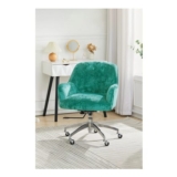 Green Velvet Upholstered Wheeled Swivel Office Chair