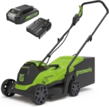 Greenworks 24V Cordless Lawnmower with Brushless Motor for Smaller Lawns up to 140m², 33cm Cutting Width, 30L Bag PLUS 24V 2Ah Battery & Charger, 3 Year Guarantee-GD24LM33K2