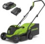 Greenworks 24V Cordless Lawnmower with Brushless Motor for Smaller Lawns up to 140m², 33cm Cutting Width, 30L Bag PLUS 24V 2Ah Battery & Charger, 3 Year Guarantee-GD24LM33K2