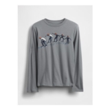 Grey 100% Cotton Long Sleeve Graphics T-Shirt