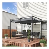 Grey OUTSUNNY Metal Pergola Gazebo with Retractable Canopy