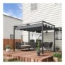 Grey OUTSUNNY Metal Pergola Gazebo with Retractable Canopy