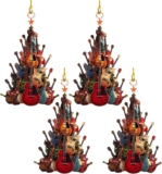 Guitar Christmas Tree Ornament, 4 Pack Musical Christmas Ornaments, Christmas Tree Decoration for Holiday Music Lovers, 8 cm Size