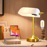 GyroVu Vintage Bankers Desk Lamp with USB & Type-C Charging, Pull Chain Switch
