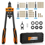HARDELL Rivet Tool Kits, Rivet Nut Pliers Set, 14 Heavy Duty Hand Rivnut Gun with 150 Rivet Nuts and M3 M4 M5 M6 M8 M10 6 Metric Mandrel