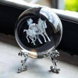 HDCRYSTALGIFTS 3D Laser Horse Crystal 60mm Ball Crystal Paperweight Figurine Home Art Decor Crafts