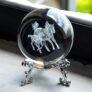 HDCRYSTALGIFTS 3D Laser Horse Crystal 60mm Ball Crystal Paperweight Figurine Home Art Decor Crafts