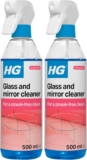 HG Glass and Mirror Cleaner, Streak-Free Glass Cleaner, Effectively Removes Grease & Dirt from Windows & Surfaces Quickly – 500ml Spray (142050106) (Pack of 2)