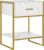 HOMCOM Bedside Table with Storage Drawer and Open Shelf, Modern Nightstand, Side Table with Metal Frame for Bedroom, Living Room, White